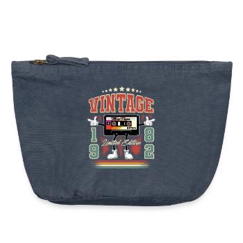 1982 Année de naissance Cassette vintage - Pochette zippée vintage 18 x 21 cm - vintage bleu jeans - Devant