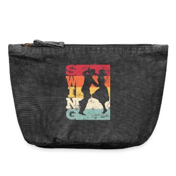Boogie Woogie Swing Tanzen Retro Farben Vintage - Vintage Reißverschluss-Täschchen (18 x 21 cm) - Vintage Schwarz - Vorne