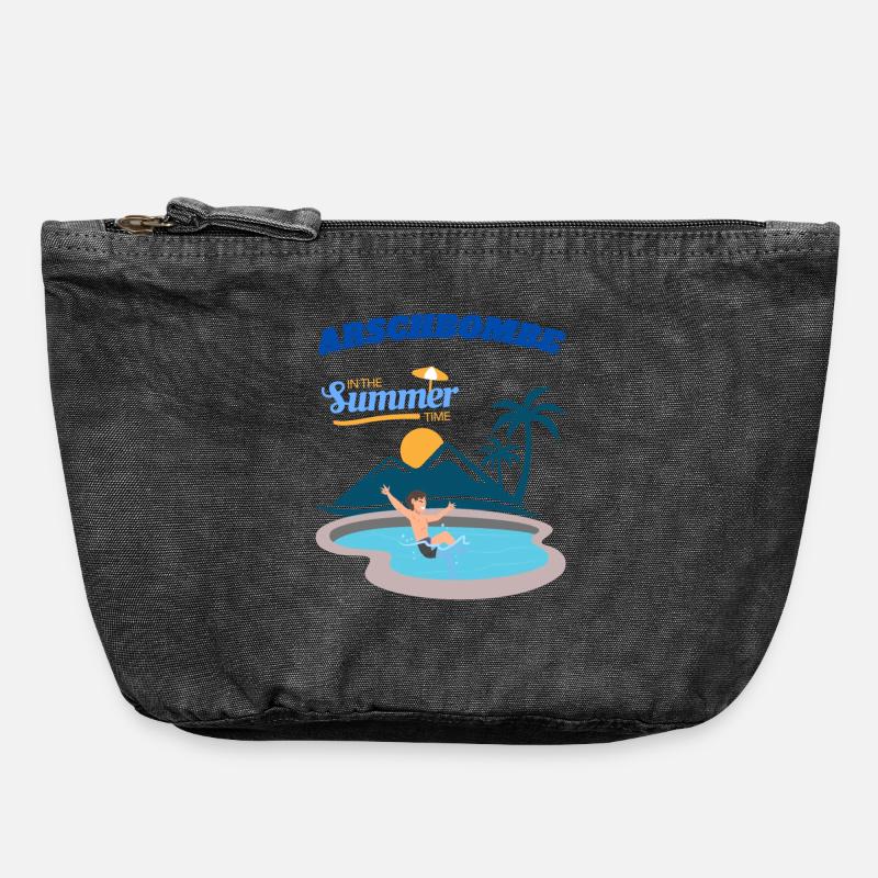 Summer paradise pool area - Vintage Zip Pouch 18 x 21 cm - vintage black