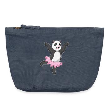 Panda Ballerina Ballet Dance - Vintage Zip Pouch 18 x 21 cm - vintage denim - Front