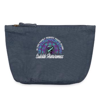 Prévention du suicide Nous portons du violet turquoise - Pochette zippée vintage 18 x 21 cm - vintage bleu jeans - Devant