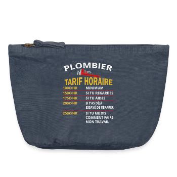 Plombier Tarif horaire cadeau pour plombier - Pochette zippée vintage 18 x 21 cm - vintage bleu jeans - Devant
