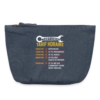 Mécanicien Tarif Horaire cadeau pour mécanicien - Pochette zippée vintage 18 x 21 cm - vintage bleu jeans - Devant