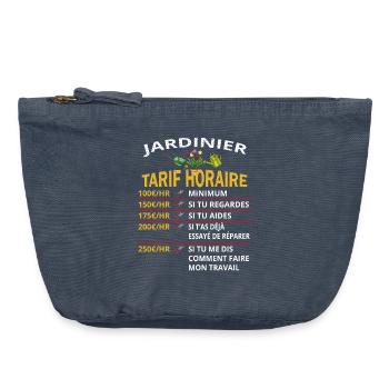 Tarif horaire Jardinier cadeau pour Jardiniers - Pochette zippée vintage 18 x 21 cm - vintage bleu jeans - Devant