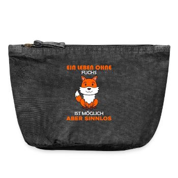 Wald Wildtier Fuchs Geschenk - Vintage Reißverschluss-Täschchen (18 x 21 cm) - Vintage Schwarz - Vorne