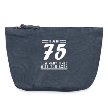 I am 75 – 75th birthday gift - Vintage Zip Pouch 18 x 21 cm - vintage denim - Front