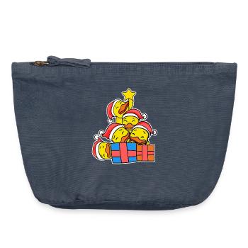 Arbre de Noël Canards canards de Noël - Pochette zippée vintage 18 x 21 cm - vintage bleu jeans - Devant