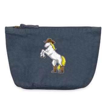 Pferd Cowboy Cowboystiefel - Vintage Reißverschluss-Täschchen (18 x 21 cm) - Vintage Denim - Vorne