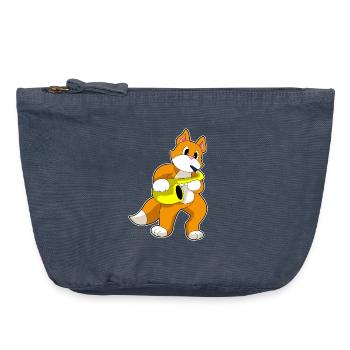 Katze Musiker Saxophon Musik - Vintage Reißverschluss-Täschchen (18 x 21 cm) - Vintage Denim - Vorne