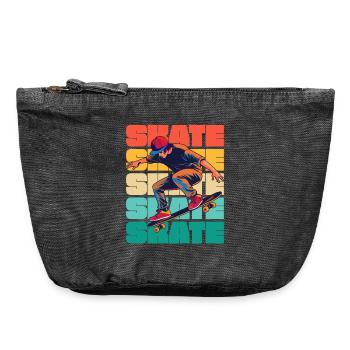 Skateboarding Cool Skater Boy Bunt - Vintage Reißverschluss-Täschchen (18 x 21 cm) - Vintage Schwarz - Vorne