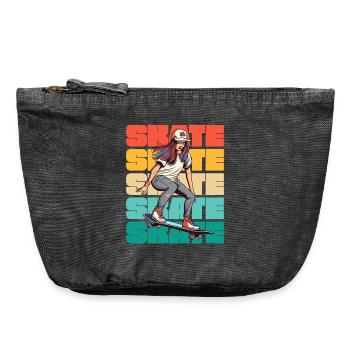Skateboarding Cool Skater Girl Colorful - Vintage Zip Pouch 18 x 21 cm - vintage black - Front
