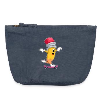 Bleistift Skater Skateboard - Vintage Reißverschluss-Täschchen (18 x 21 cm) - Vintage Denim - Vorne