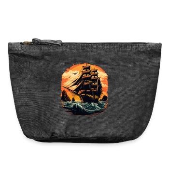 Wunderschönes Boot segelt auf wilder See im romant - Vintage Reißverschluss-Täschchen (18 x 21 cm) - Vintage Schwarz - Vorne
