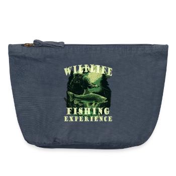 Pêcheurs à la chasse avec lettrage - Pochette zippée vintage 18 x 21 cm - vintage bleu jeans - Devant