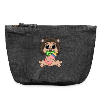 Bébé Lion Animal - Pochette zippée vintage 18 x 21 cm - noir vintage - Devant