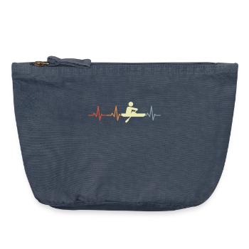Rowing Stick Figure Heart Rate Line - Vintage Zip Pouch 18 x 21 cm - vintage denim - Front