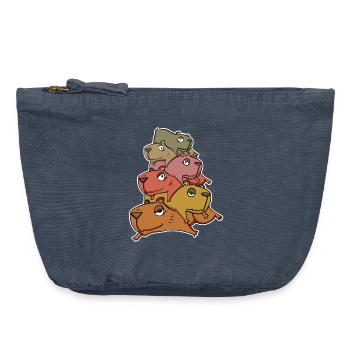 Capybara Pile of Capybara - Vintage Zip Pouch 18 x 21 cm - vintage denim - Front