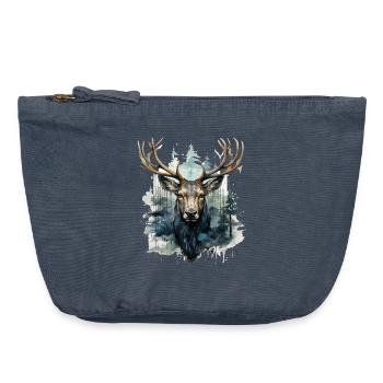 Hirsch im Wald Wasserfarben - Vintage Reißverschluss-Täschchen (18 x 21 cm) - Vintage Denim - Vorne