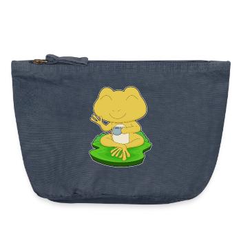 Frosch Tasse Kaffee - Vintage Reißverschluss-Täschchen (18 x 21 cm) - Vintage Denim - Vorne