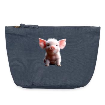 Schwein Hausschwein Schweine Ferkel Schweinchen - Vintage Reißverschluss-Täschchen (18 x 21 cm) - Vintage Denim - Vorne