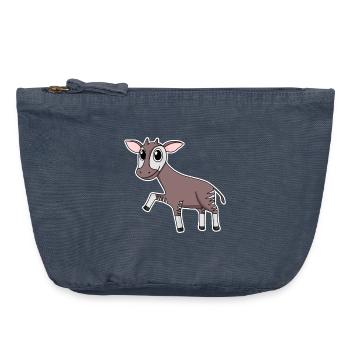 Okapi forest giraffe motif - Vintage Zip Pouch 18 x 21 cm - vintage denim - Front