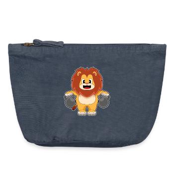Löwe Bodybuilder Hanteln Bodybuilding - Vintage Reißverschluss-Täschchen (18 x 21 cm) - Vintage Denim - Vorne
