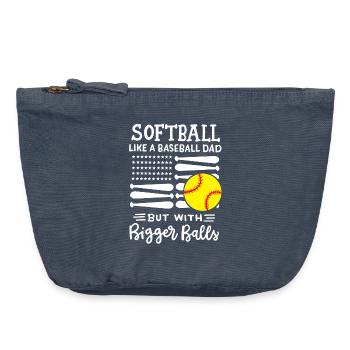 Softball Softball Papa - Vintage Reißverschluss-Täschchen (18 x 21 cm) - Vintage Denim - Vorne