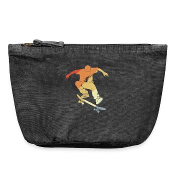 Vintage Skateboarding Grafik - Vintage Reißverschluss-Täschchen (18 x 21 cm) - Vintage Schwarz - Vorne