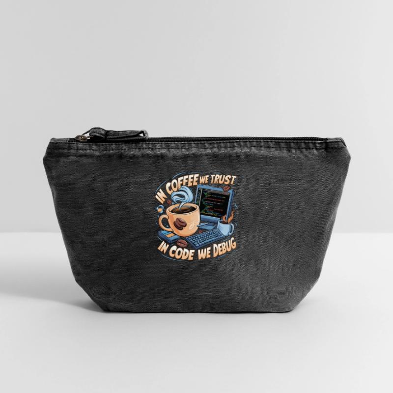 CoffeeCode Debug: In Code We Debug Vintage Zip Pouch 18 x 21 cm
