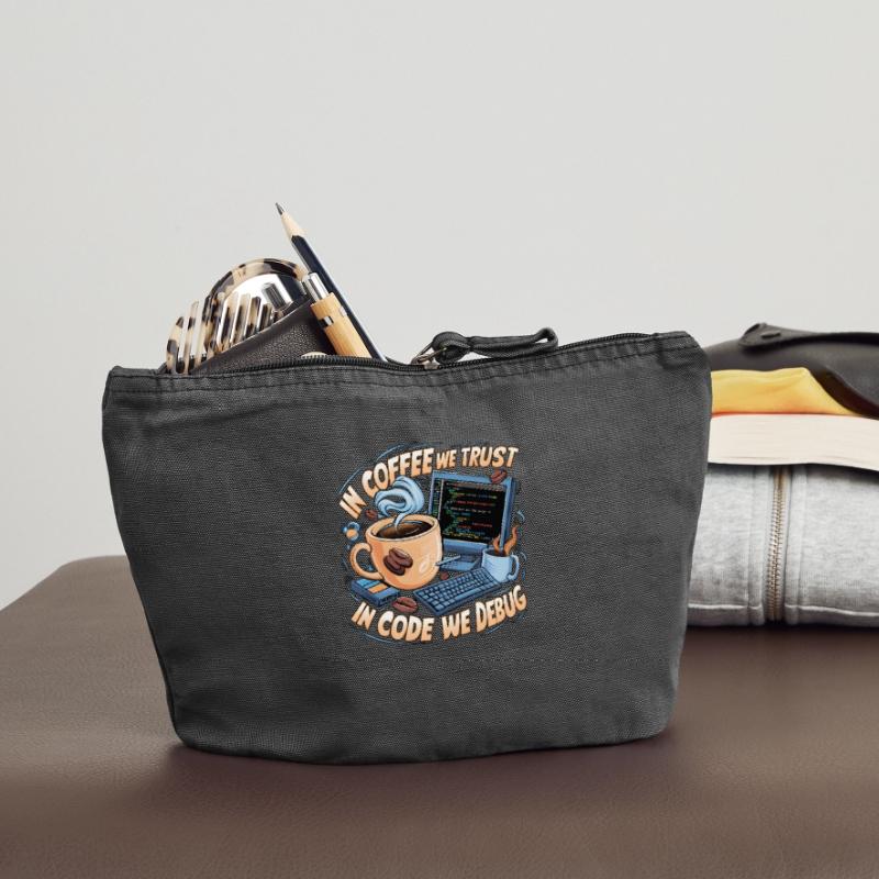 CoffeeCode Debug: In Code We Debug Vintage Zip Pouch 18 x 21 cm