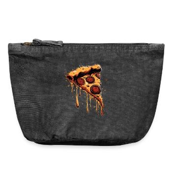 Pizza Slice Graphic - Vintage Zip Pouch 18 x 21 cm - vintage black - Front