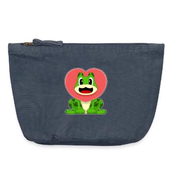 Coeur de grenouille - Pochette zippée vintage 18 x 21 cm - vintage bleu jeans - Devant