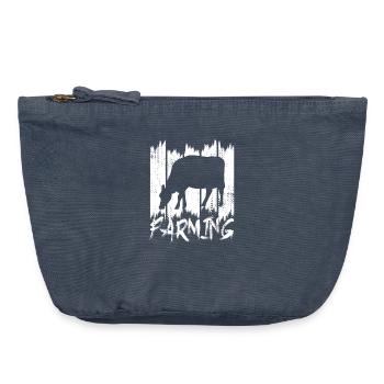 Éleveur de bovins - Pochette zippée vintage 18 x 21 cm - vintage bleu jeans - Devant