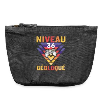 Level 36 freigeschaltetes Geschenk 36 Jahre alter Gamer Geek Lustig - Vintage Reißverschluss-Täschchen (18 x 21 cm) - Vintage Schwarz - Vorne