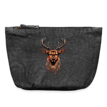 Deer, Antlers, Hunting, Deer, Reindeer, Red Deer, Hunter - Vintage Zip Pouch 18 x 21 cm - vintage black - Front