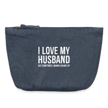 Funny Mom Wife Gift Shirt I Love My Husband - Vintage Zip Pouch 18 x 21 cm - vintage denim - Front