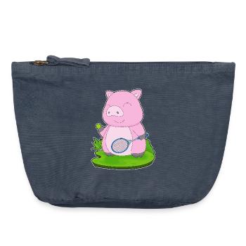 Raquette de tennis Pig - Pochette zippée vintage 18 x 21 cm - vintage bleu jeans - Devant