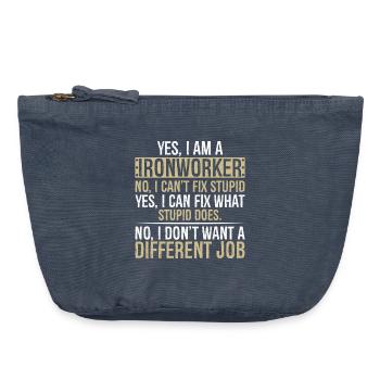 je suis ferronnier non je ne peux pas réparer stupide je - Pochette zippée vintage 18 x 21 cm - vintage bleu jeans - Devant