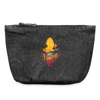 Planche de surf - Pochette zippée vintage 18 x 21 cm - noir vintage - Devant