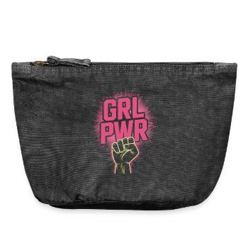Frauen Power GRL PWR Girl Patriarchat Feminismus - Vintage Reißverschluss-Täschchen (18 x 21 cm) - Vintage Schwarz - Vorne