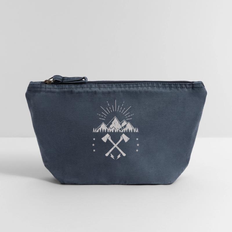 Rugged Mountain Sunrise Axe Emblem Vintage Zip Pouch 18 x 21 cm