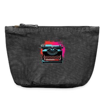 Typewriter Retrowave - Vintage Zip Pouch 18 x 21 cm - vintage black - Front