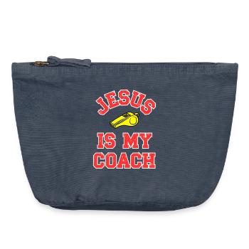 Jesus as a Coach Motivational Design - Vintage Zip Pouch 18 x 21 cm - vintage denim - Front