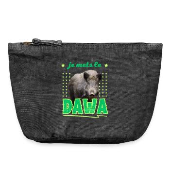 Ich stecke das DAWA in den Wald Jäger Geschenk - Vintage Reißverschluss-Täschchen (18 x 21 cm) - Vintage Schwarz - Vorne