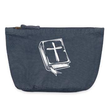 Bible with cross motif - Vintage Zip Pouch 18 x 21 cm - vintage denim - Front