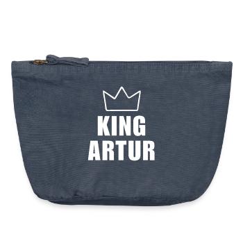 T-shirt Couronne du Roi Arthur – Nom commençant par A - Pochette zippée vintage 18 x 21 cm - vintage bleu jeans - Devant