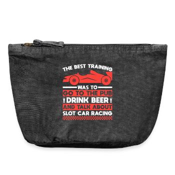 Funny Slot Car Racing & Beer Best Training Racer - Vintage Reißverschluss-Täschchen (18 x 21 cm) - Vintage Schwarz - Vorne