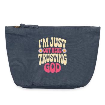 Chemise à motif God Trust - Pochette zippée vintage 18 x 21 cm - vintage bleu jeans - Devant