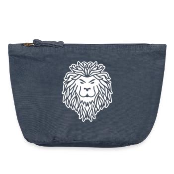 Löwe Tribal – Kraftvolles Wappentier-Design - Vintage Reißverschluss-Täschchen (18 x 21 cm) - Vintage Denim - Vorne
