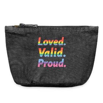 Aimé Valide Fier – Déclaration de fierté - Pochette zippée vintage 18 x 21 cm - noir vintage - Devant